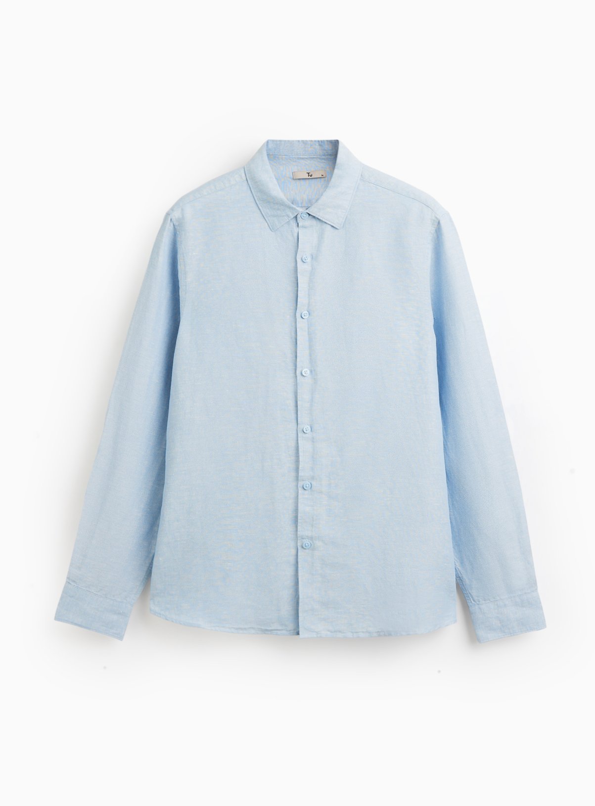 Light Blue Linen Blend Long Sleeve Button Up Shirt XXXL - Image 3 thumbnail